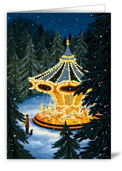 Carrousel illuminé dans la forêt