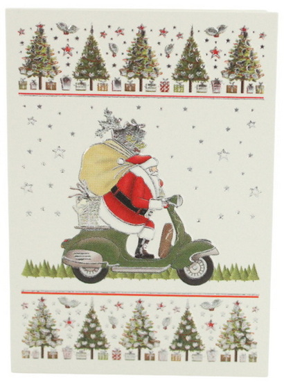 Mini carte Père Noël sur son scooter