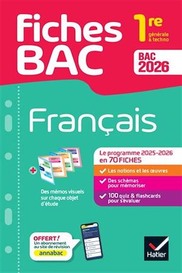 Fiches bac - Français 1re générale & techno Bac 2026 - COLLECTIF