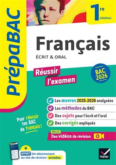 Prépabac - Français 1re générale Bac de français 2026 (écrit & oral) - COLLECTIF