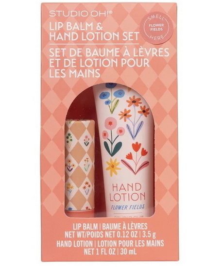 Ens. Baume à lèvres et crème à mains - Champ de fleurs