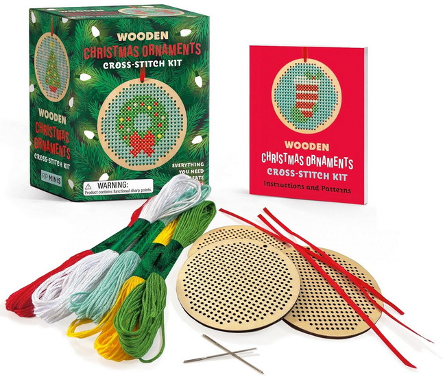 Wooden Christmas Ornaments Cross-Stitch Kit: Everything You Need to Create 3 Keepsakes - SOSAE CAETANO - DENNIS CAETANO