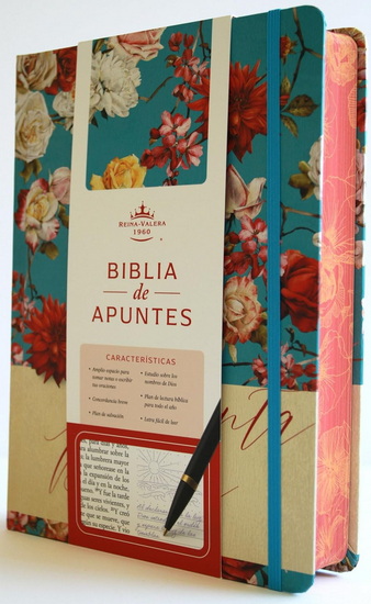 Biblia de Apuntes RVR 1960 Tapa dura, Azul celeste con flores (Edición cantos pintados) / Spanish Journalling Bible RVR 1960 Hardcover Light Blue with Flowers - COLLECTIF