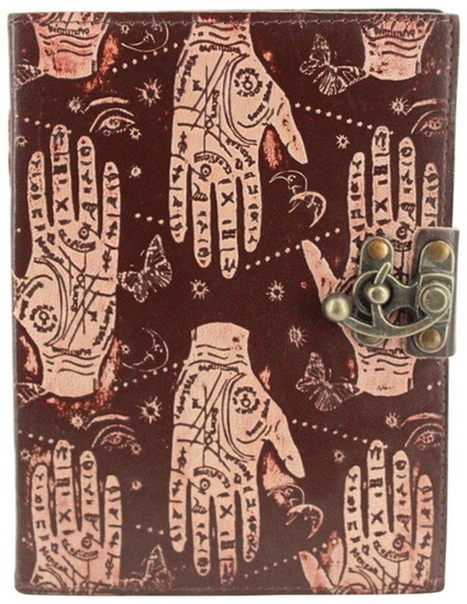 Journal blanc cuir embossé mains henné