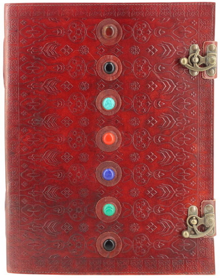 Journal ligné cuir embossé 7 pierres