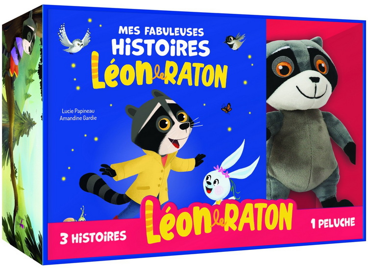 Mon coffret peluche : 3 histoires Léon le raton - LUCIE PAPINEAU - AMANDINE GARDIE