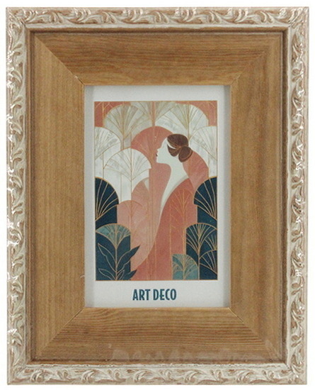 Cadre photo 4x6 bois bordure blanche