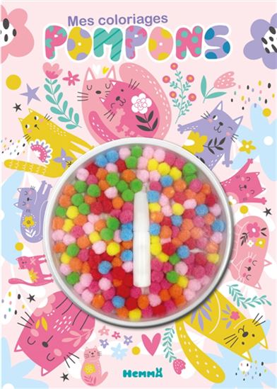 Mes coloriages pompons : chats - COLLECTIF