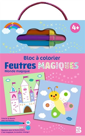 Bloc à colorier avec feutres magiques : le monde magique - COLLECTIF