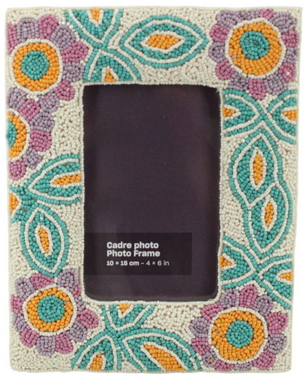 Cadre photo 4x6 perlé fleurs