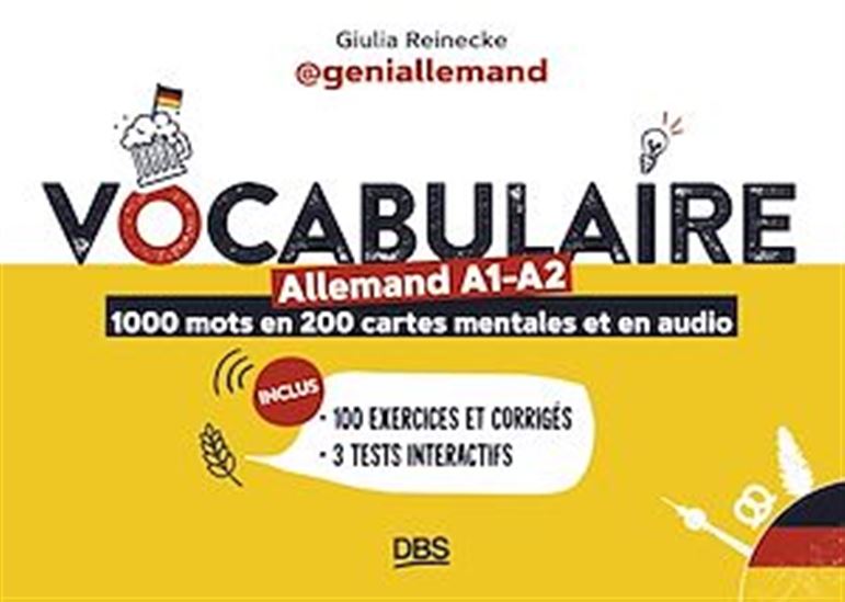 Vocabulaire allemand A1-A2 en 1000 mots, 200 cartes mentales et en audio avec geniallemand - GIULIA REINECKE