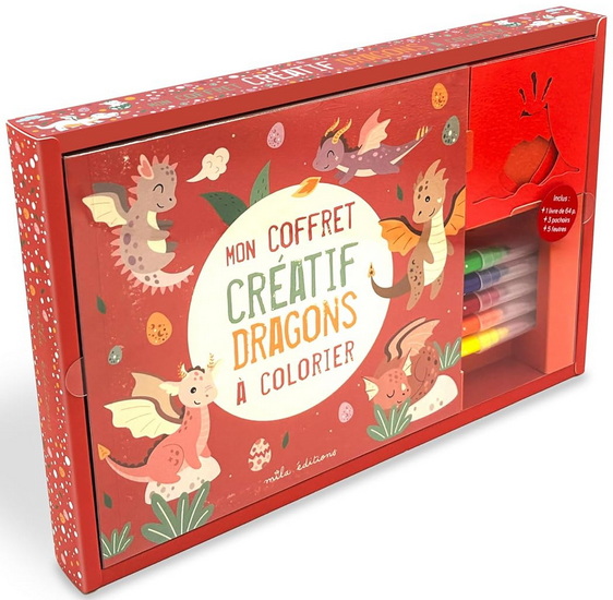 Mon coffret créatif dragons à colorier Cof. - COLLECTIF