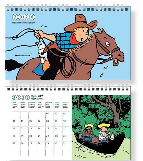 Calendrier de bureau 2026 Tintin