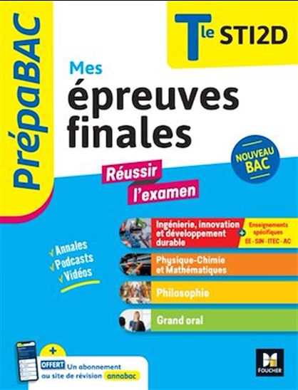 Prépabac Terminale STI2D - Mes épreuves finales - fiches et annales - COLLECTIF