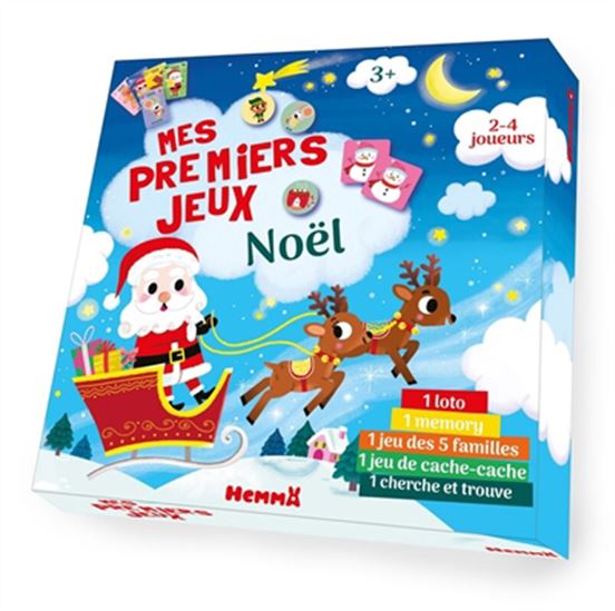 Mes premiers jeux : Noël : 1 loto, 1 memory, 1 jeu des 5 familles, 1 jeu de cache-cache, 1 cherche et trouve Cof. - COLLECTIF