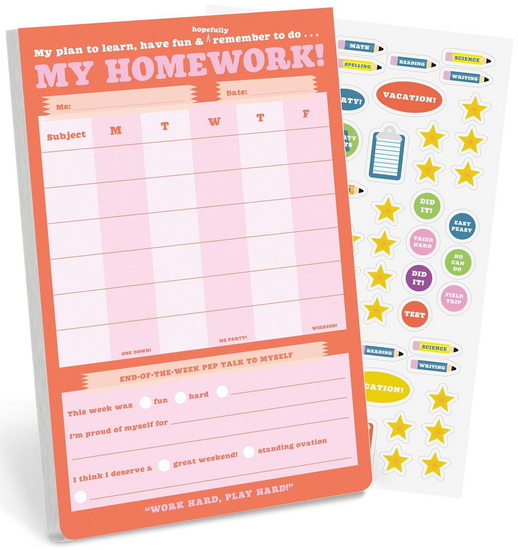 My Homework Weekly Tracker Pad Can-Do Pad with Sticker Sheet - COLLECTIF