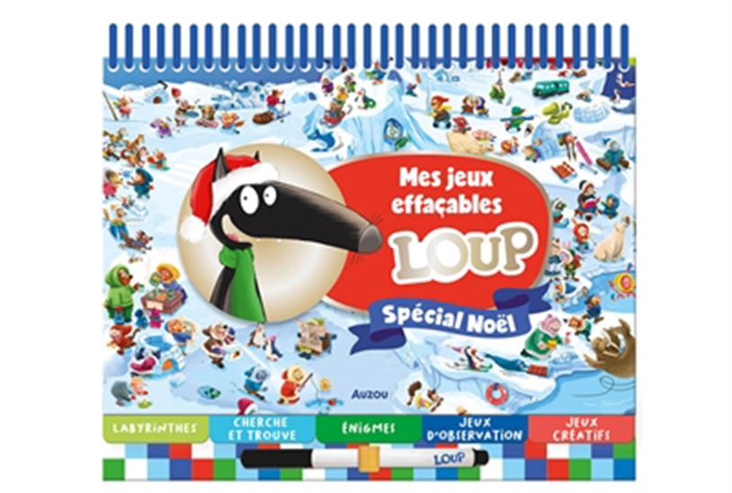 Mes jeux effaçables Loup : spécial noël - ORIANNE LALLEMAND - ÉLÉONORE THUILLIER