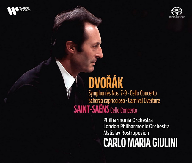 Dvorak: Symphonies 7-9, Scherzo capriccioso, Carnival Overture, Cello Concerto / Saint-Saëns: Cello Concerto (4CD) - CARLO MARIA GIULINI