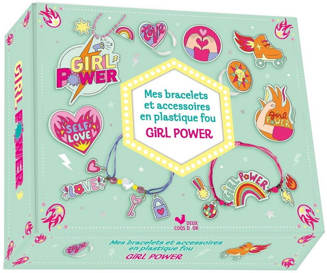 Mes bracelets et accessoires Girl power en plastique fou : coffret avec accessoires - COKIYETTE