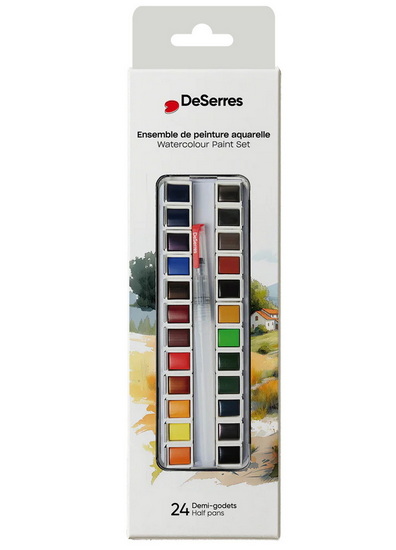 Ens. aquarelle - 24 demi-godets