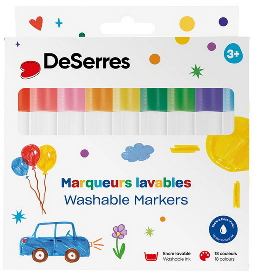 Ens. 18 marqueurs - coul. Vives