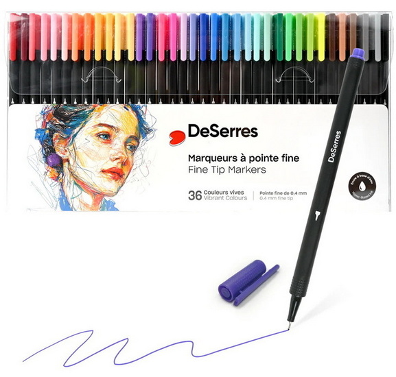 Ens. 36 marqueurs à pointe fine