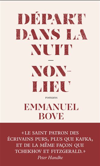 Départ dans la nuit/Non-lieu - EMMANUEL BOVE