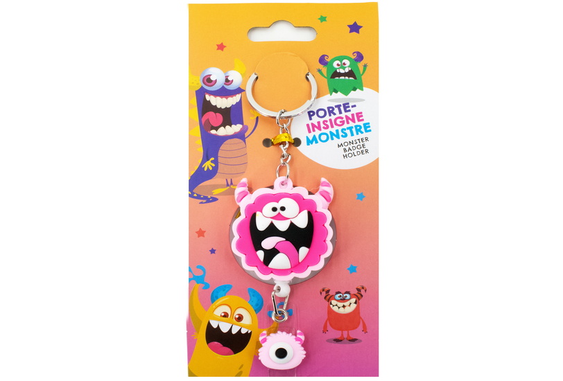 Porte-insigne rétractable Monstre - Rose