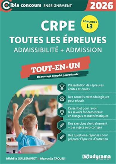 CRPE : Toutes les épreuves - Admissibilité + Admission - Tout-en-un - Concours L3 2026 - MICHÈLE GUILLEMINOT - MANUELLE TAOUSSI