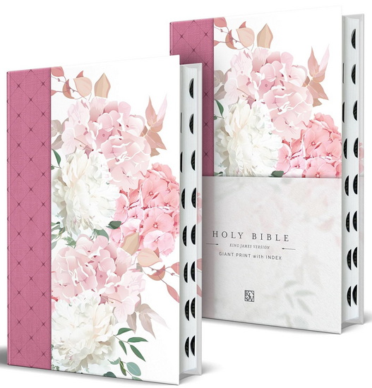 KJV Holy Bible, Giant Print Large format, Hardcover Pink with Flowers with Ribbon Marker, Red Letter, and Thumb Index - KING JAMES VERSION