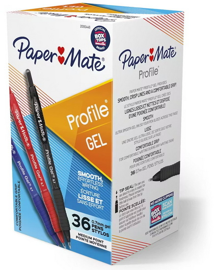 Ens. 4 stylos bleus rétractable a encre gel Profile