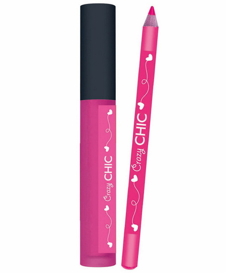 Ens. crayon et brillant à lèvres crazy chic rose