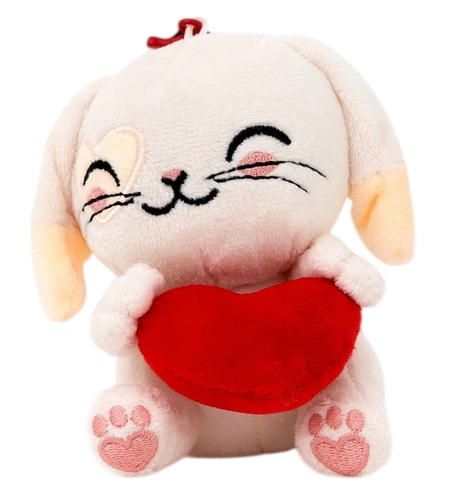 Porte-clés peluche - lapin avec un cœur