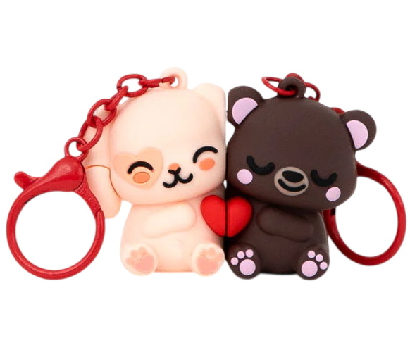 Ens. 2 porte-clés aimanté - petit lapin et petit ours