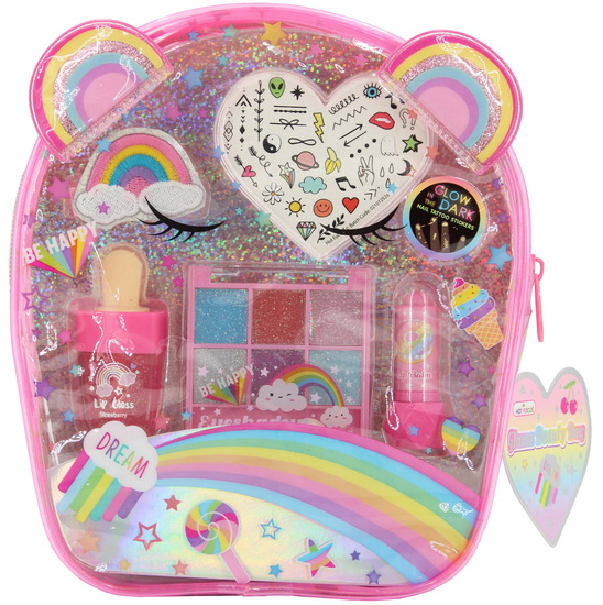 Ens. cosmétiques et accessoires arc-en-ciel