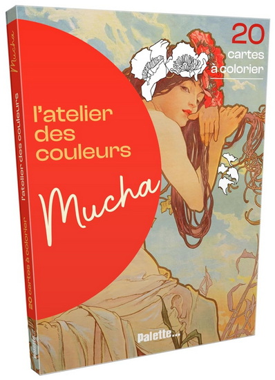 Mucha : 20 cartes à colorier Cof. - COLLECTIF