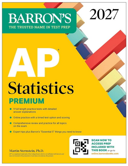 AP Statistics Premium, 2027: 9 Practice Tests + Comprehensive Review + Online Pr - MARTIN STERNSTEIN