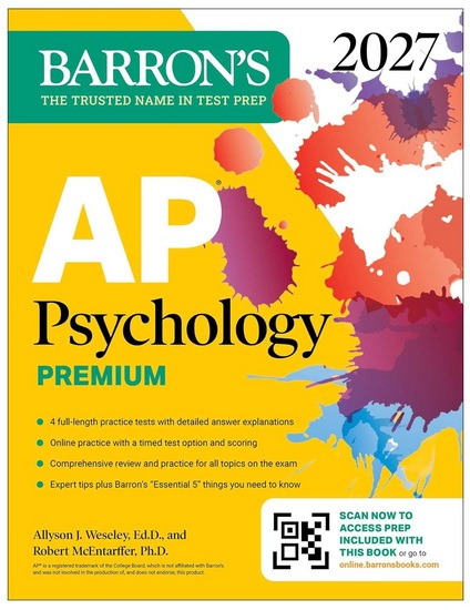 AP Psychology Premium, 2027: Prep Book with 4 Practice Tests + Comprehensive Rev - ALLYSON J WESELEY
