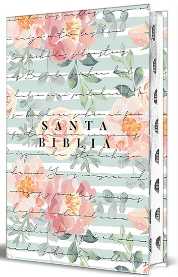 Biblia RVR 1960 letra grande tamaño manual, tapa dura Cantar de Cantares flores rosadas con índice / Spanish Bible RVR 1960 HandySize Large Print Hardcover So - COLLECTIF