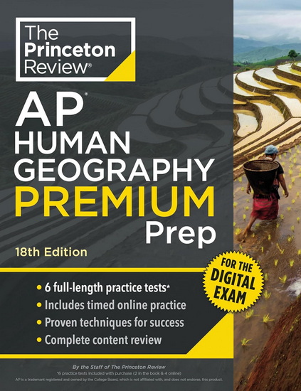 Princeton Review AP Human Geography Premium Prep, 18th Edition: 6 Practice Tests + Digital Practice Online + Content Review - COLLECTIF