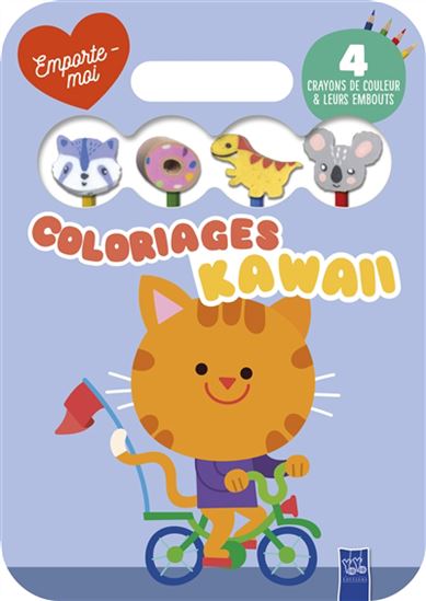 Coloriages kawaii : le chat - COLLECTIF