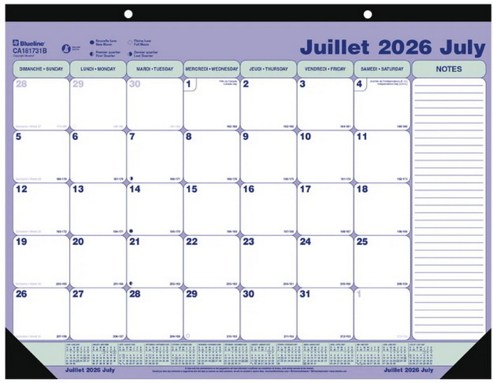 Calendrier sous-main 26/27 21x16" mensuel