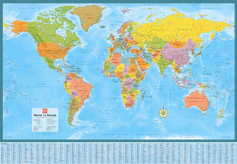 Carte du Monde/World Wall Map (28 X 40) Laminée N. éd. - COLLECTIF