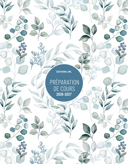 Cahier préparation cours 1s/5 périodes + relevé de notes 8 groupes 26/27 couverture fleurs bleues