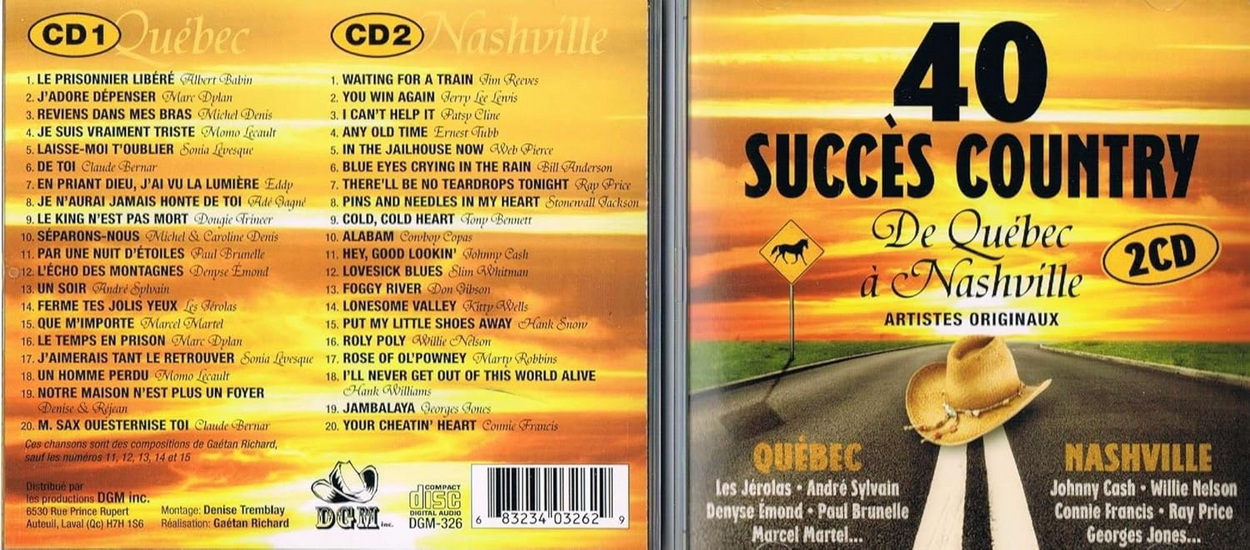 40 Succès country : de québec à nashville (2CD) - ARTISTES VARIÉS