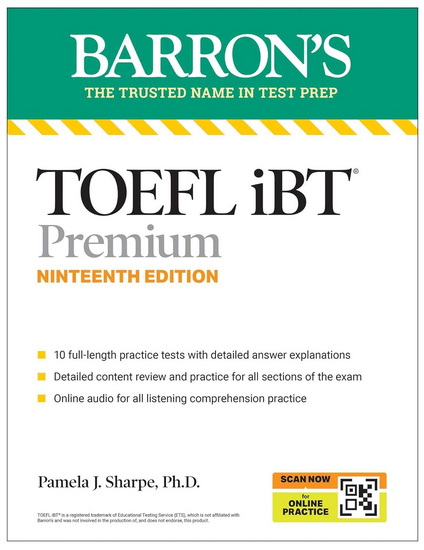 TOEFL, iBT Premium, Nineteenth Edition: Prep Book with 10 Practice Tests + Comprehensive Review + Online Audio (2026) - PAMELA J SHARPE