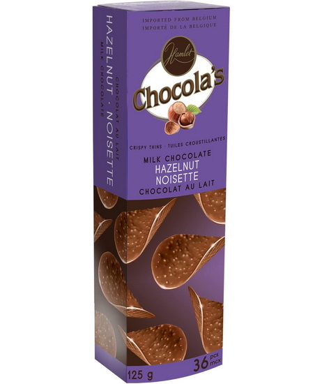 Tuiles de chocolat croustillantes lait et noisettes 125g