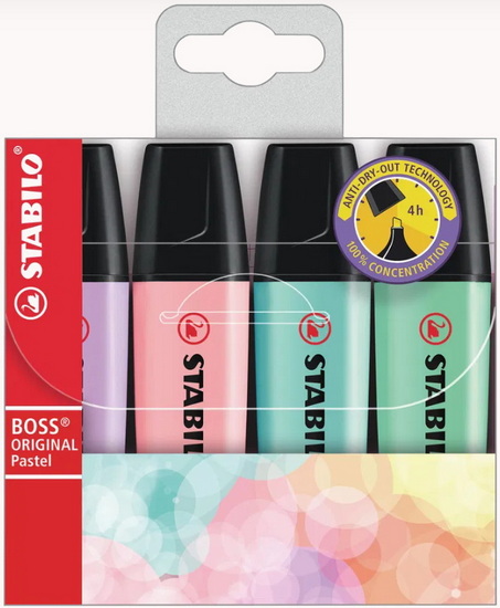 Ens. 4 surligneurs Stabilo Boss pastel