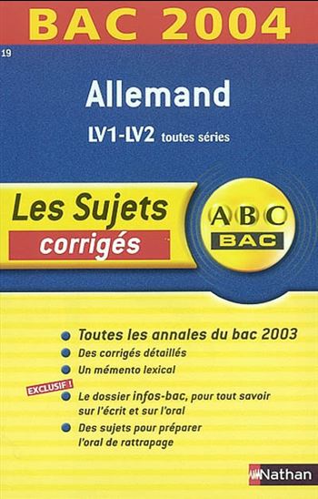 Allemand, bac 2004 - COLLECTIF