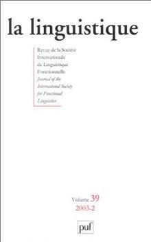 La Linguistique . #2(2003) - COLLECTIF